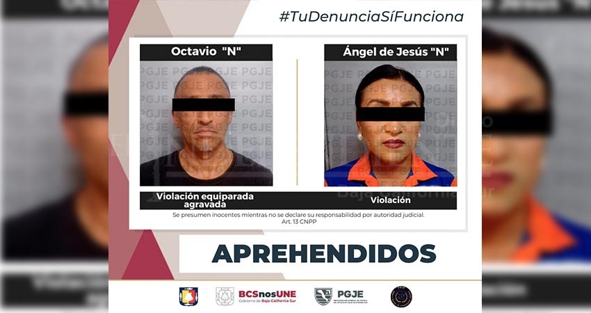 Aprehende PGJE a dos personas por violación en La Paz