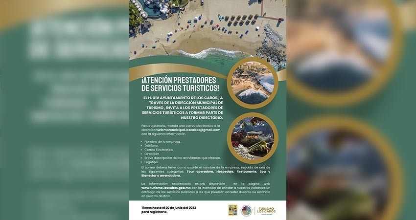 Ayuntamiento Los Cabos invita a los prestadores de servicios turísticos a formar parte del Directorio Digital