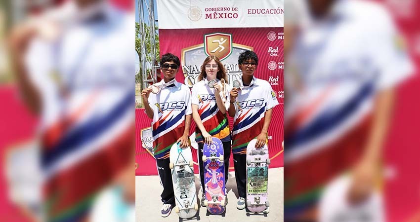 Logra BCS tres metales en Skateboarding dentro de los Nacionales CONADE 2023