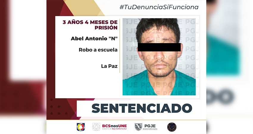 Antonio “N” es sentenciado a 3 años 4 meses de prisión por robo a institución educativa