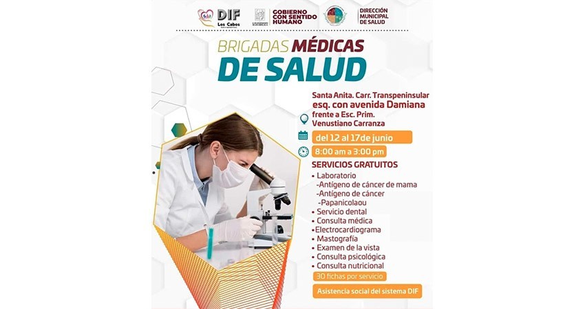 Realizará Gobierno de Los Cabos la Brigada Médica de Salud del 12 al 17 de junio en la comunidad de Santa Anita