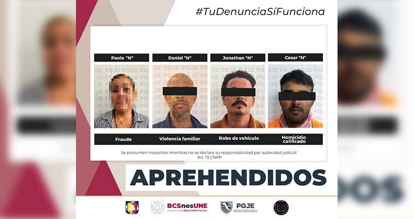 Agentes de investigación detienen a 4 personas por diversos delitos