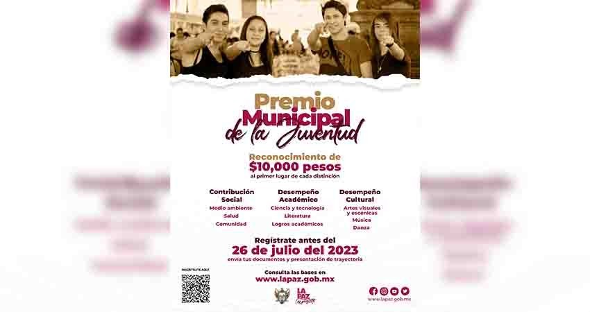Convoca Ayuntamiento al Premio Municipal de la Juventud 2023