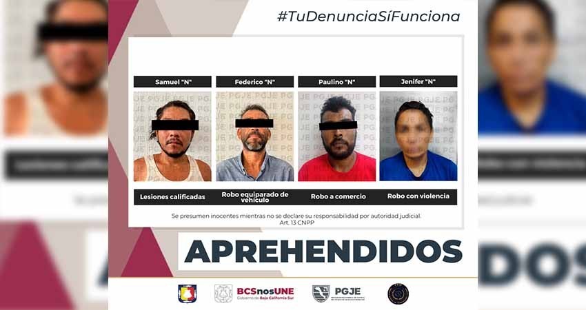 Aprehende PGJE a 4 personas por diversos delitos