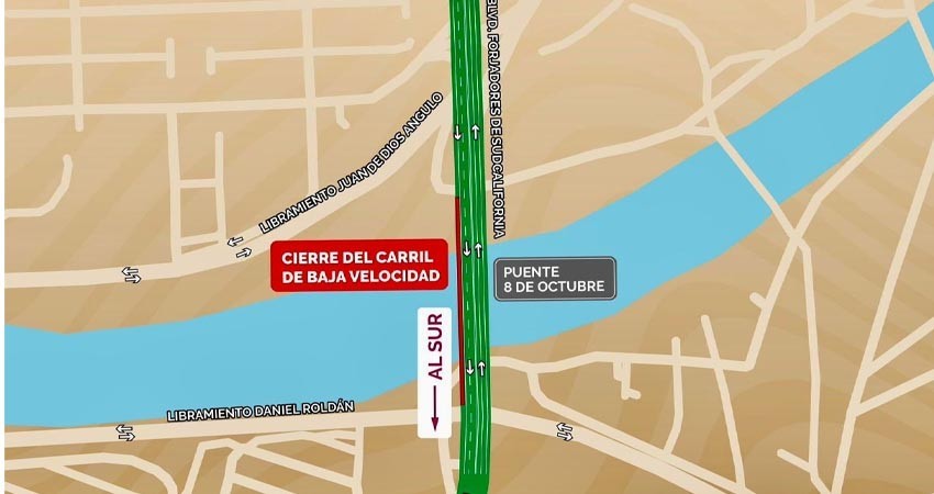 Por obra, puente de la 8 de octubre estará cerrado de manera parcial