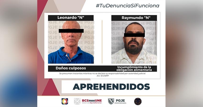 Son aprehendidas 2 personas relacionadas con hechos delictivos en BCS