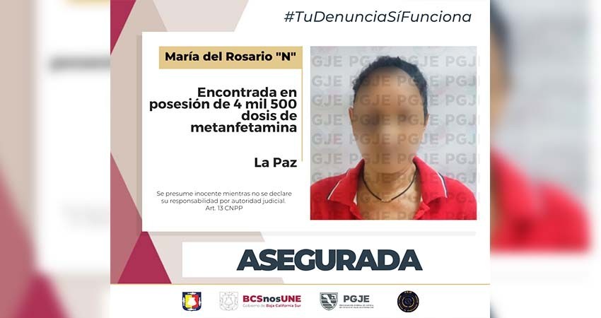 María del Rosario es detenida con más de 4 mil dosis de narcóticos