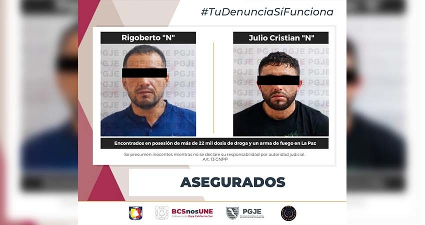 Fueron aseguradas más de 22 mil dosis de droga a dos posibles narcomenudistas de La Paz