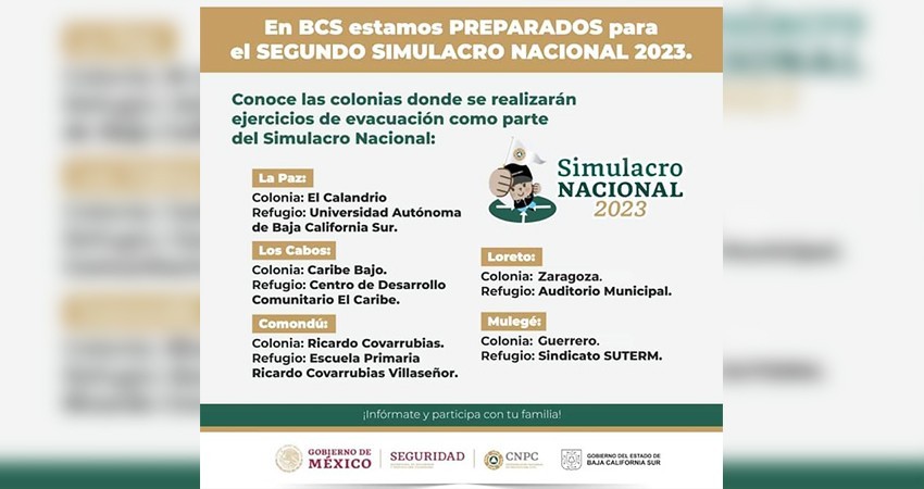 Listo BCS para el segundo Simulacro Nacional 2023