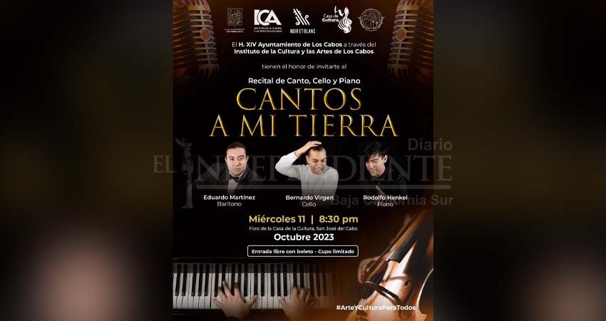 Invitan a la población al Recital de Canto, Cello y Piano: “Cantos a mi Tierra”
