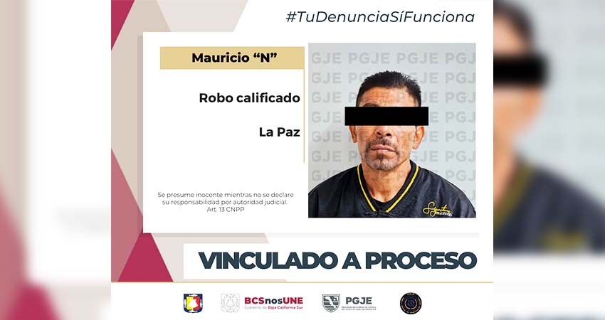 Mauricio “N” quedó vinculado a proceso por robo a comercio en La Paz