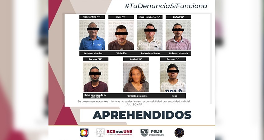 Fueron aprehendidas 7 personas por diversos delitos