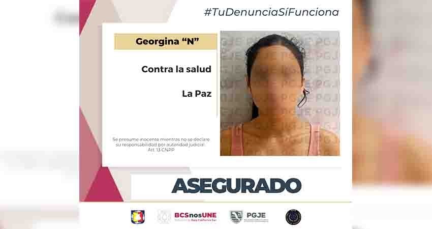 Con más de 4 mil dosis de droga asegura PGJE a mujer en La Paz