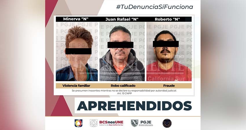 Aprehende PGJE a tres personas