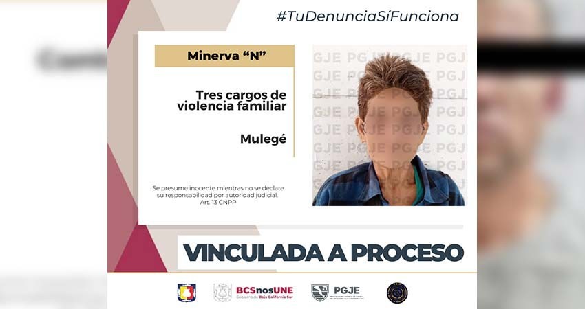 Queda vinculada a proceso Minerva “N” por 3 cargos de violencia familiar