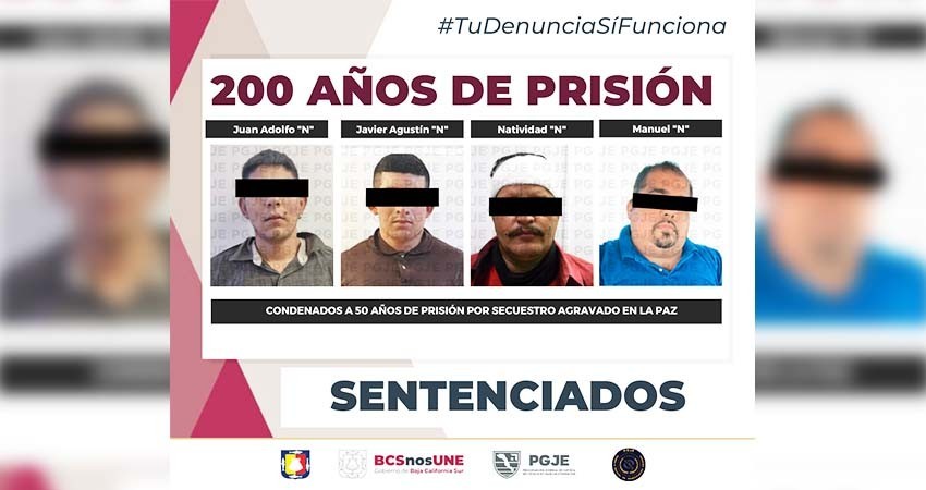 Sentencia a 200 años de prisión a 4 culpables de secuestro que cometieron en La Paz