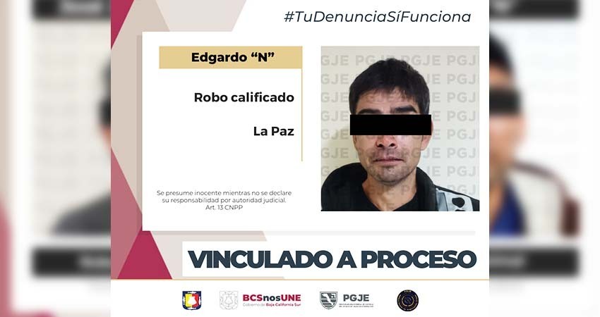 Queda en prisión preventiva Edgardo “N” por el delito de robo calificado en La Paz