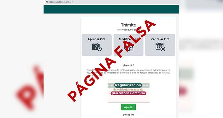 Alerta REPUVE en BCS sobre página falsa de regularización vehicular