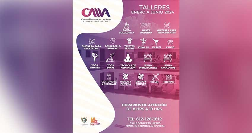 Invitan a cursos y talleres culturales en el Centro Municipal de las Artes