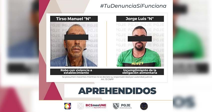 Aprehende PGJE a dos personas por diversos delitos
