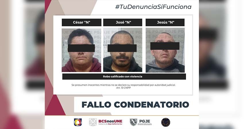 Obtiene PGJE tres fallos condenatorio para responsables de robo con violencia