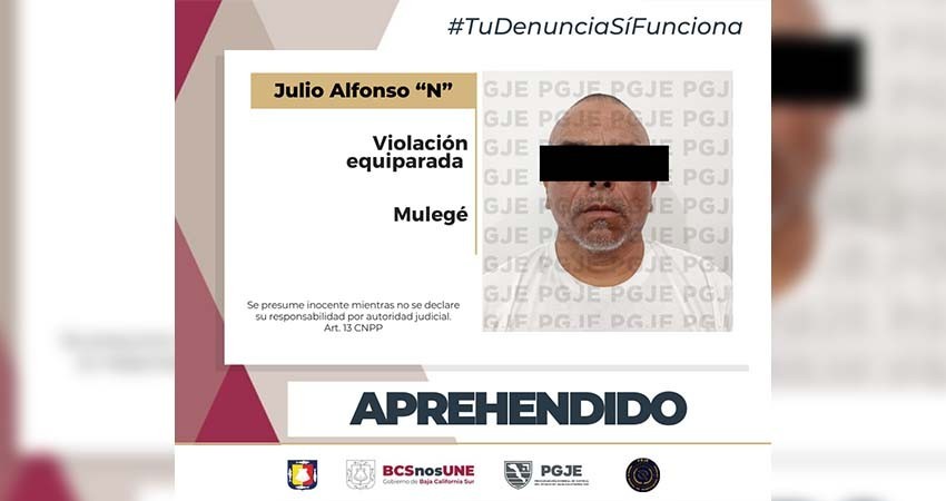 Aprehende PGJE a imputado por violación equiparada