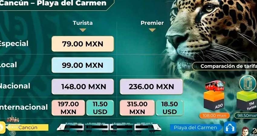 Boleto para tramo Cancún-Playa del Carmen del Tren Maya arranca en 79 pesos