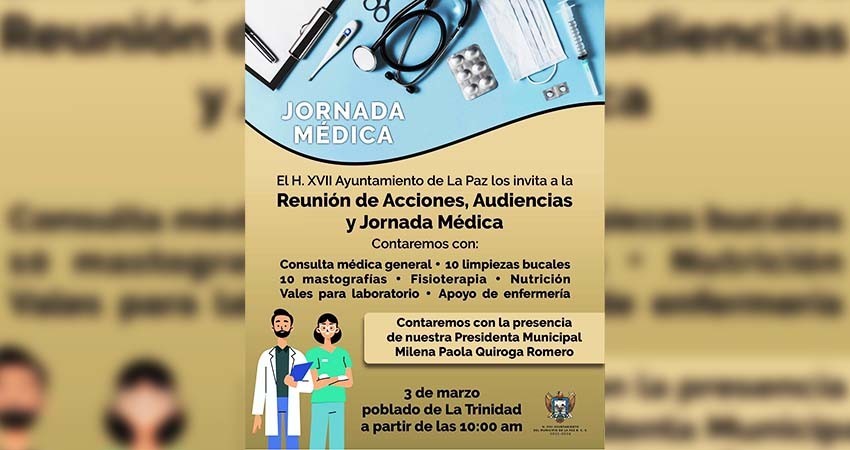 Invita DIF La Paz a jornada de salud en La Trinidad