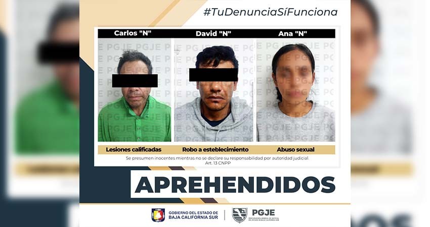 Fueron aprehendidas 3 personas por órdenes judiciales en su contra