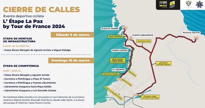 Este domingo habrá cierre de vialidades en La Paz por “L’Etape by Le Tour de France 2024”