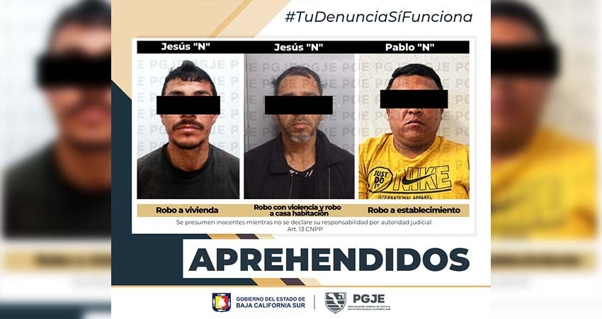Fueron arrestadas tres personas por diversos delitos