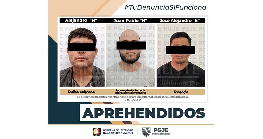 Fueron detenidas tres personas por diversos delitos