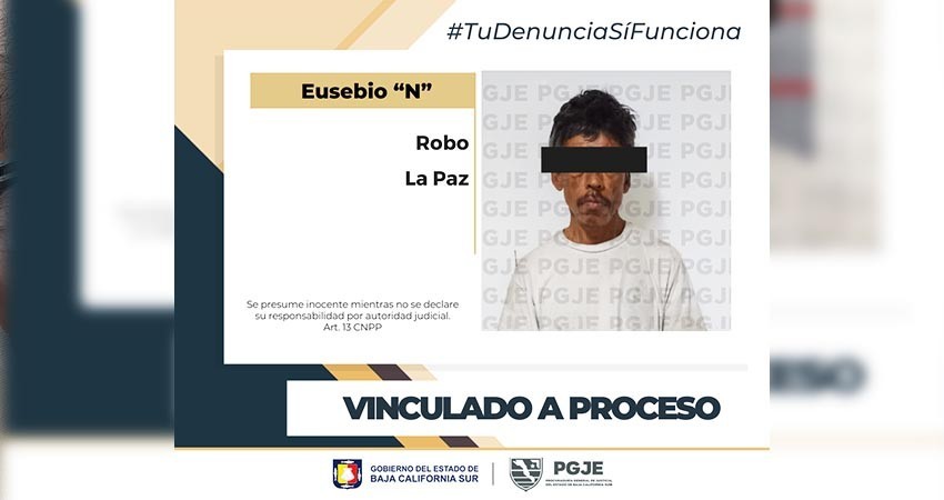 Quedó en prisión preventiva Eusebio “N” por el delito robo en La Paz