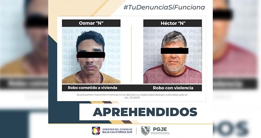 Fueron aprehendidas dos personas BCS por diversos delitos
