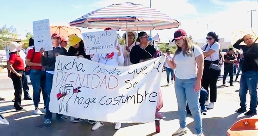 "Ningún maestro de BCS votará por Morena"; se manifiesta magisterio en la visita de Sheinbaum