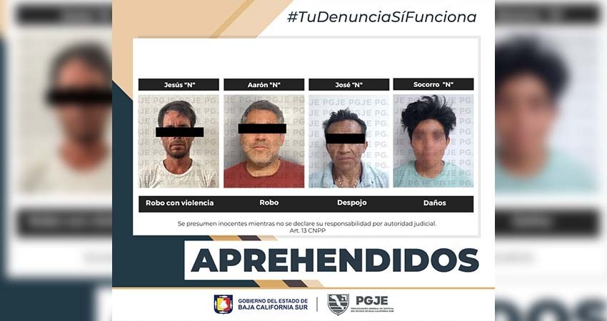 Cuatro detenidos en operativos de la PGJE por delitos de daños, despojo y robo