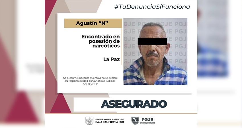 Aseguran a Agustín “N” y 375 dosis de droga en La Paz