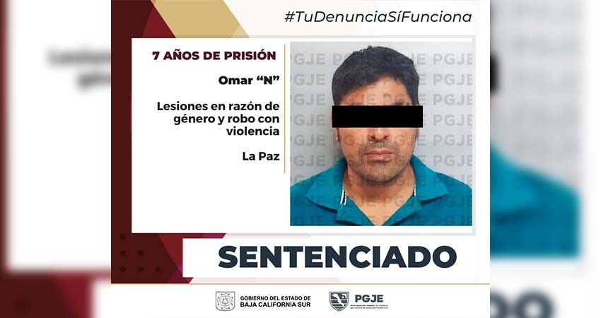 Sentencian a 7 años de prisión para culpable de lesiones por razón de género y robo con violencia