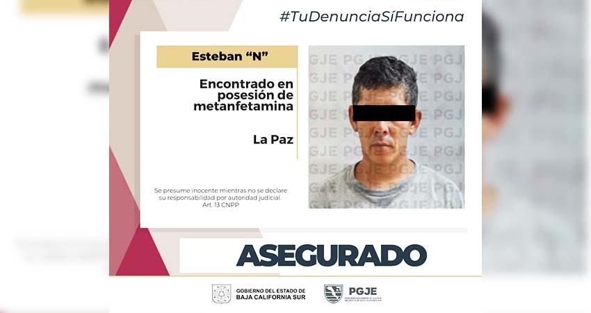 Detienen a hombre con 2 mil 750 dosis de metanfetamina