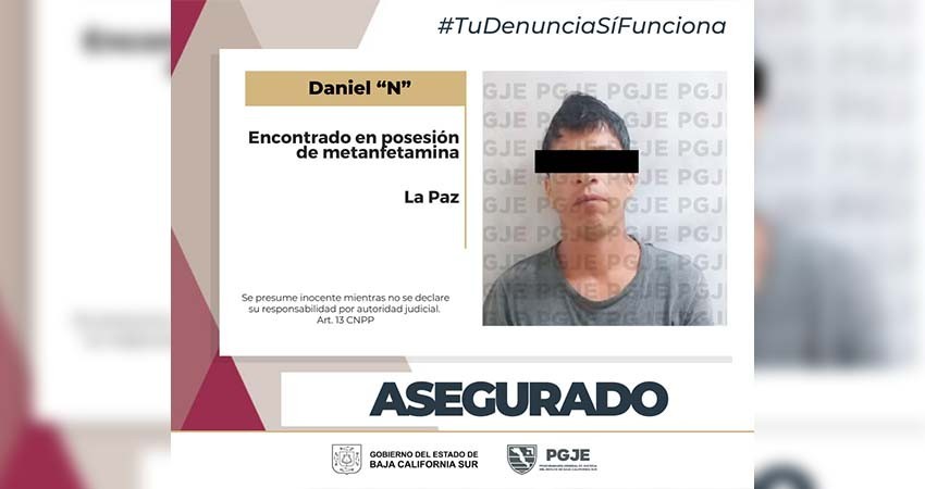 Detienen a Daniel “N” en posesión de 3 mil dosis de metanfetamina en La Paz
