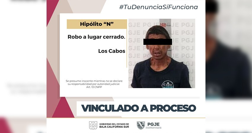 Por el delito de robo en Los Cabos queda vinculado a proceso Hipolito “N”