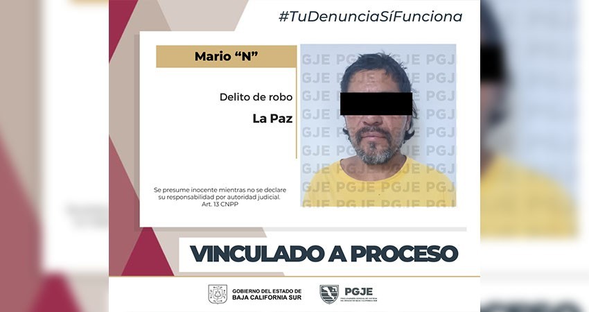 Queda en prisión preventiva Mario “N” por robo en La Paz