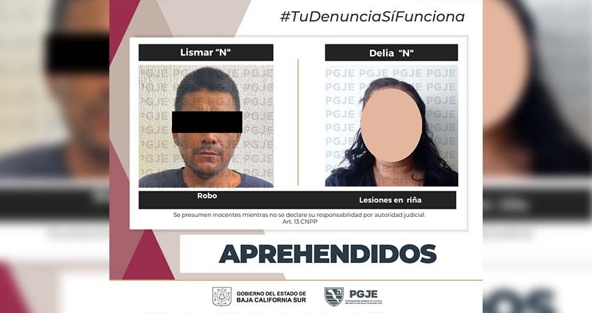 Fueron aprehendidas dos personas por diversos delitos