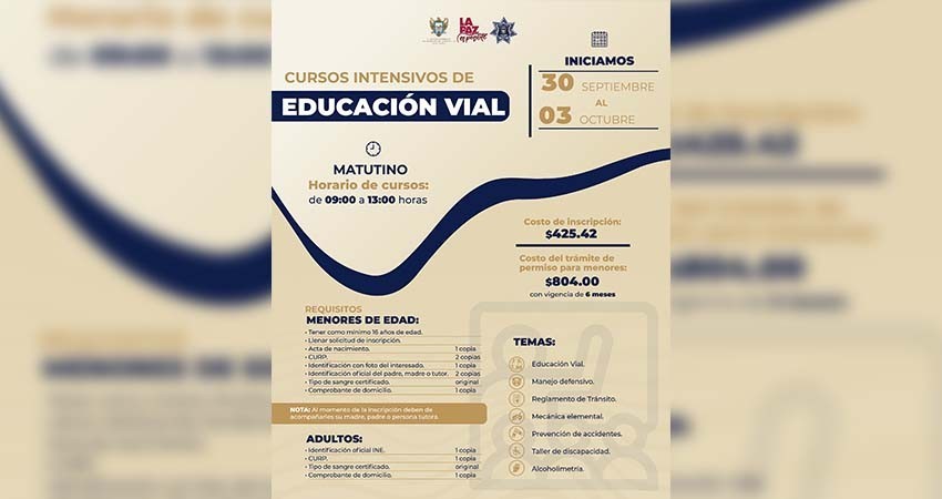 Invitan a habitantes de las comunidades de La paz a los próximos Cursos de Educación Vial