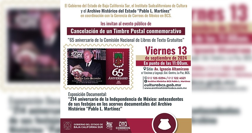 Invitan a la ceremonia titulada “Cancelación de un timbre postal conmemorativo”