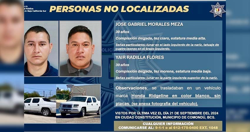 Continua la búsqueda para dar con el paradero de dos elementos de la policía estatal