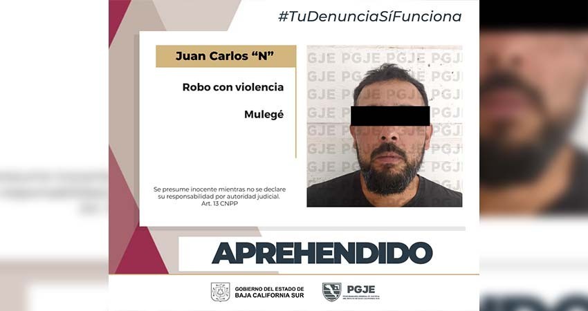 Detienen en Mulegé a un hombre buscado en Baja California por robo con violencia