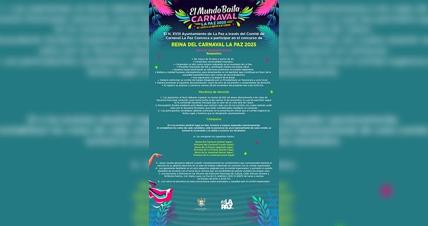 Abren convocatoria para Reina del Carnaval La Paz 2025