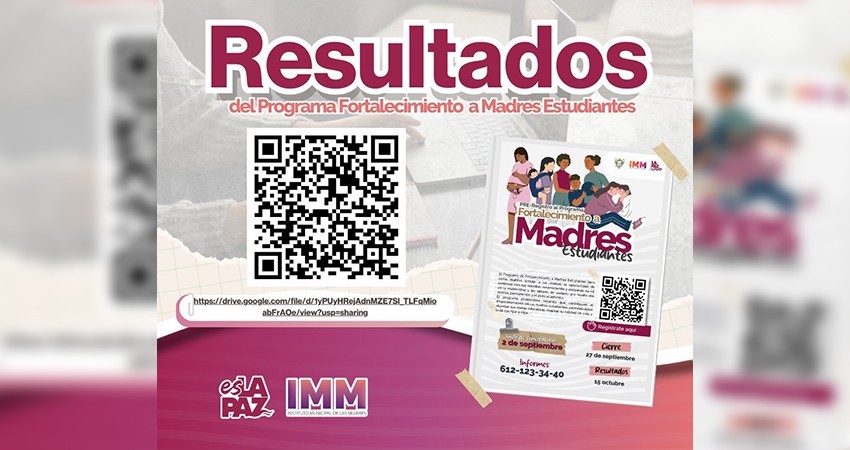 IMM La Paz publica los resultados de la convocatoria "Fortalecimiento a Madres Estudiantes 2024"