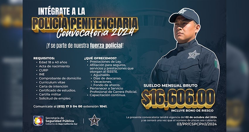 Anuncia SSPE reclutamiento para aspirantes a policía estatal penitenciaria